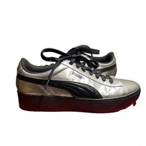 Puma Silver and Black Platform Sneaker-Size 9